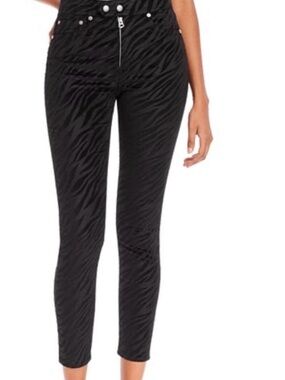 rag & bone Black Zebra-Print Ankle Skinny Pants